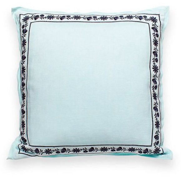 Kate Spade hummingbird otami embroidered 18 inch Square throw pillow teal nwot - Picture 1 of 10